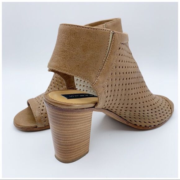 Steven by Steve Madden Tan Brown Perforated Open Toe Sandal Booties Sz 38/8 - Picture 7 of 14